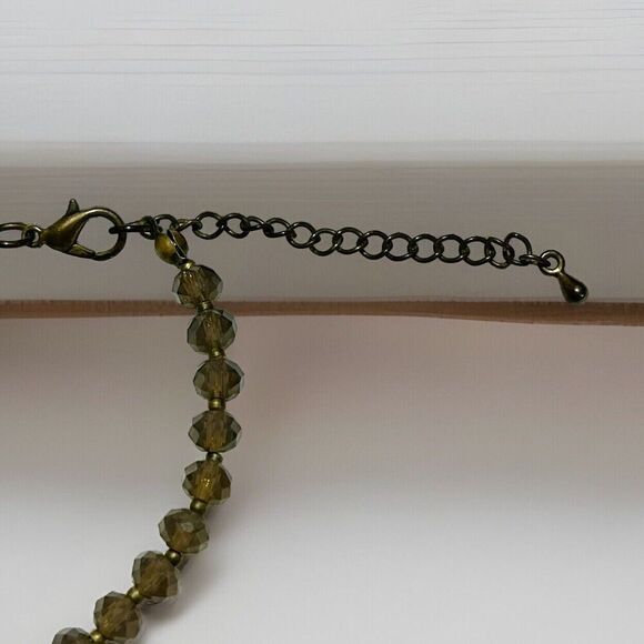 Women Silk Tassel Faceted Rhinestone & Snowflake Obsidian Necklace Boho Hippie - Picture 5 of 11